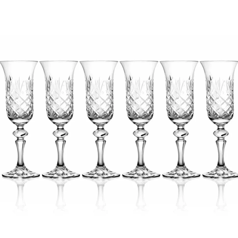 6 flûtes champagne cristal clair Royal