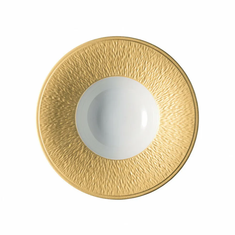 Assiette creuse à aile gravée 22 cm Minéral or Raynaud