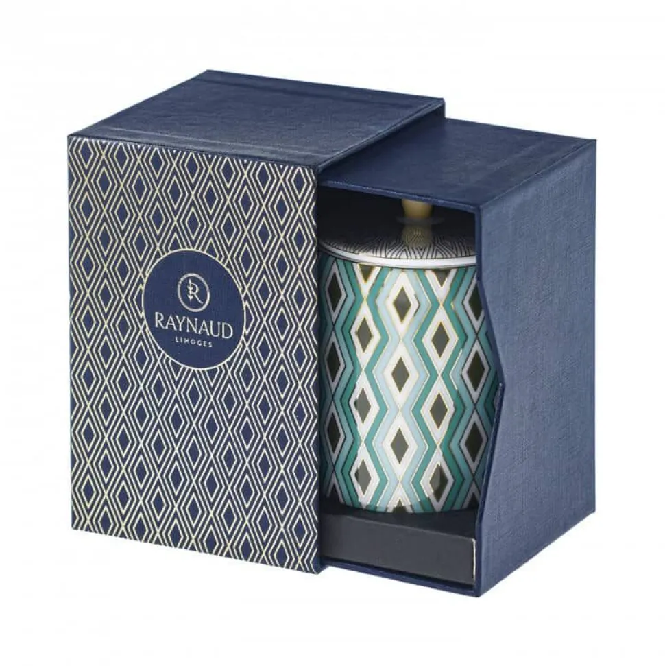 Boîte à bougie porcelaine Mosaic Babylone Vert Raynaud