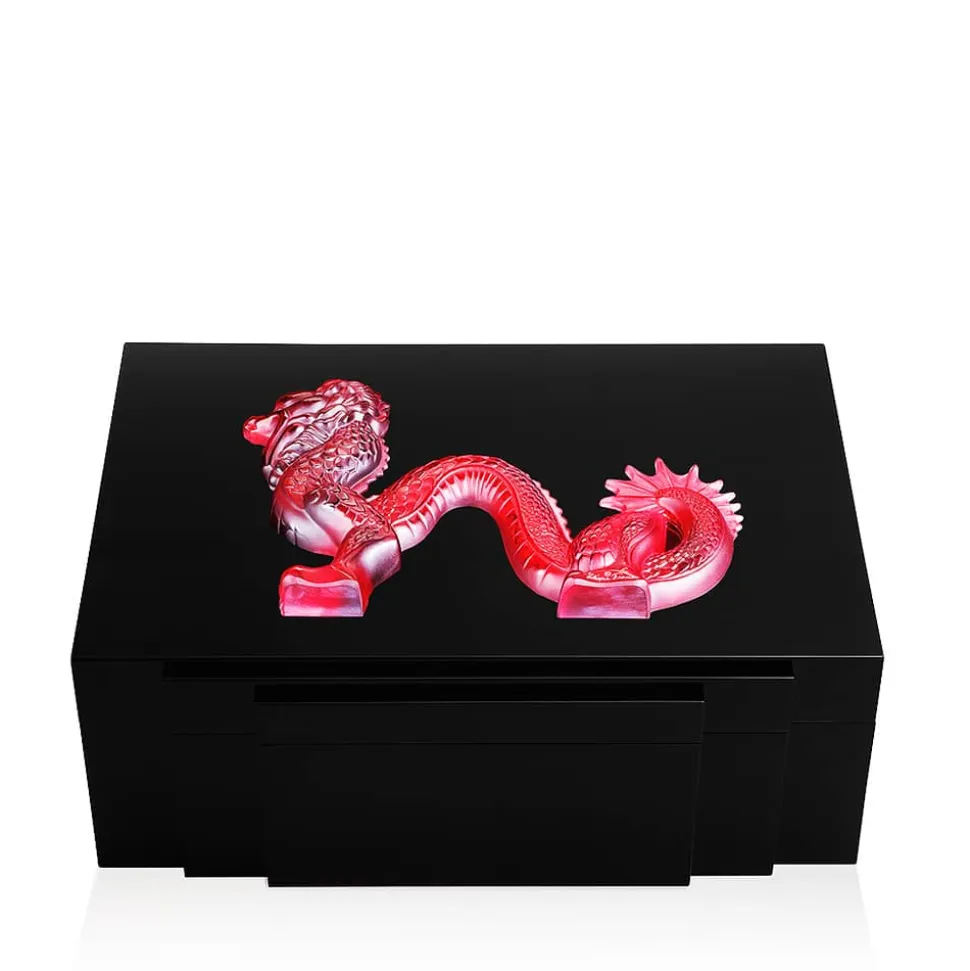 Boîte bijoux dragon laqué noir Lalique 88 EX