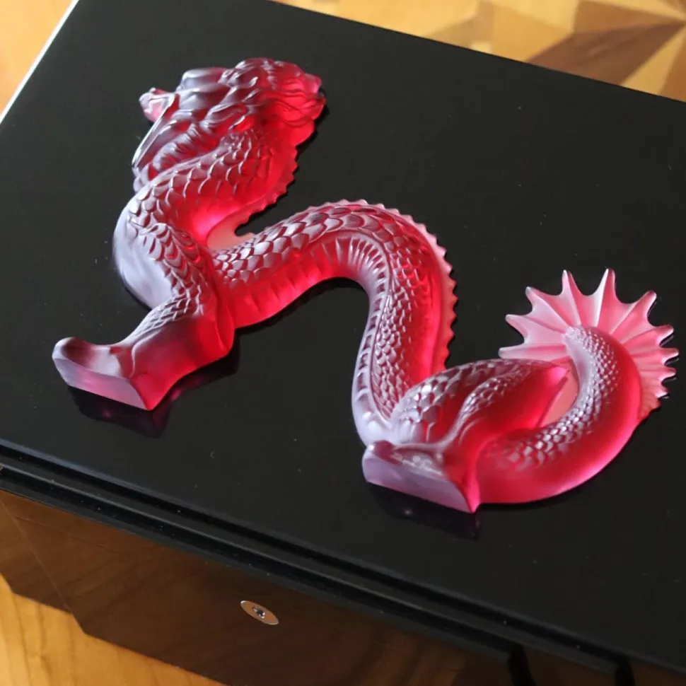 Boîte bijoux dragon laqué noir Lalique 88 EX