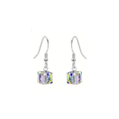 Boucles d’oreilles cristal carré irisé