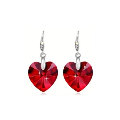 Boucles d’oreilles cristal cœur rouge
