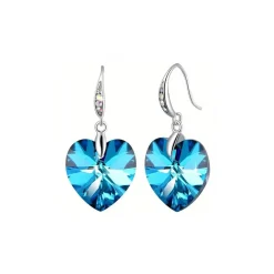Boucles d’oreilles cristal cœur bleu clair