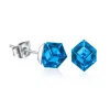 Boucles d’oreilles cube bleu cristal
