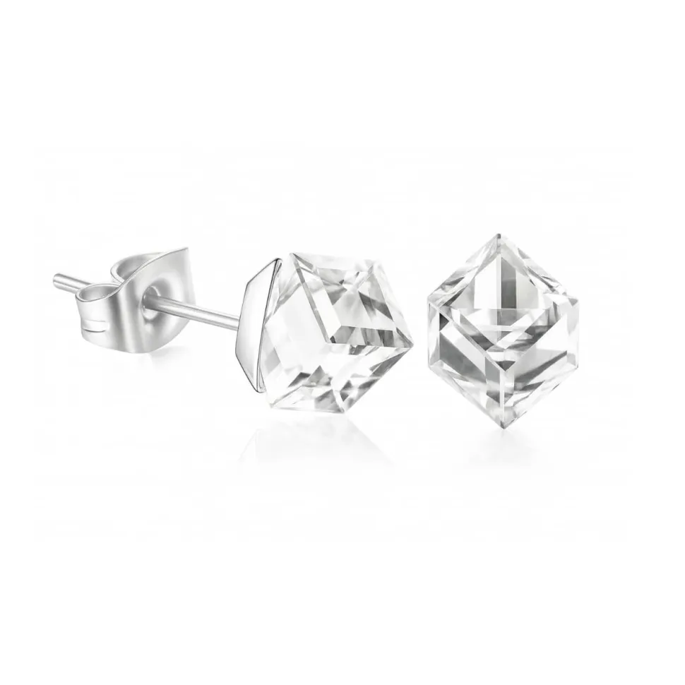 Boucles d’oreilles cube cristal clair