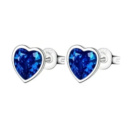Boucles d’oreilles cœur cristal bleu