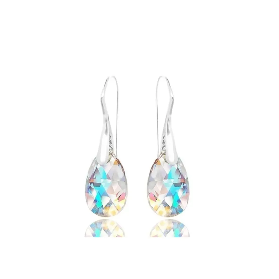 Boucles d’oreilles goutte d’eau cristal irisé