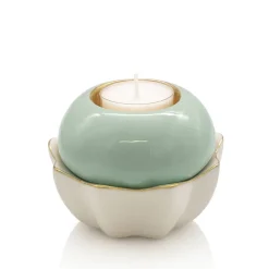 Bougeoir photophore Lotus renaissance Émaux de Longwy