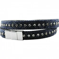 Bracelet flexible tissu cristaux