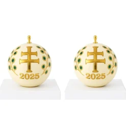 Coffret de 2 Boules de Noël Croix de Lorraine 2025 Vessière X Longwy