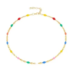 Collier de perles ras de cou bohème Multicolor