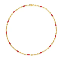 Collier de perles ras de cou bohème rouge