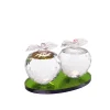 Duo sculpture pomme cristal support multicolore