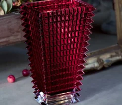 Eye vase rectangulaire rouge baccarat