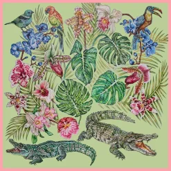 Foulard Lalique By Ginny Litscher Dessin Jungle Vert Clair