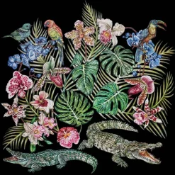 Foulard Lalique By Ginny Litscher Dessin Jungle Noir