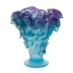 Grand vase roses ultraviolet Daum