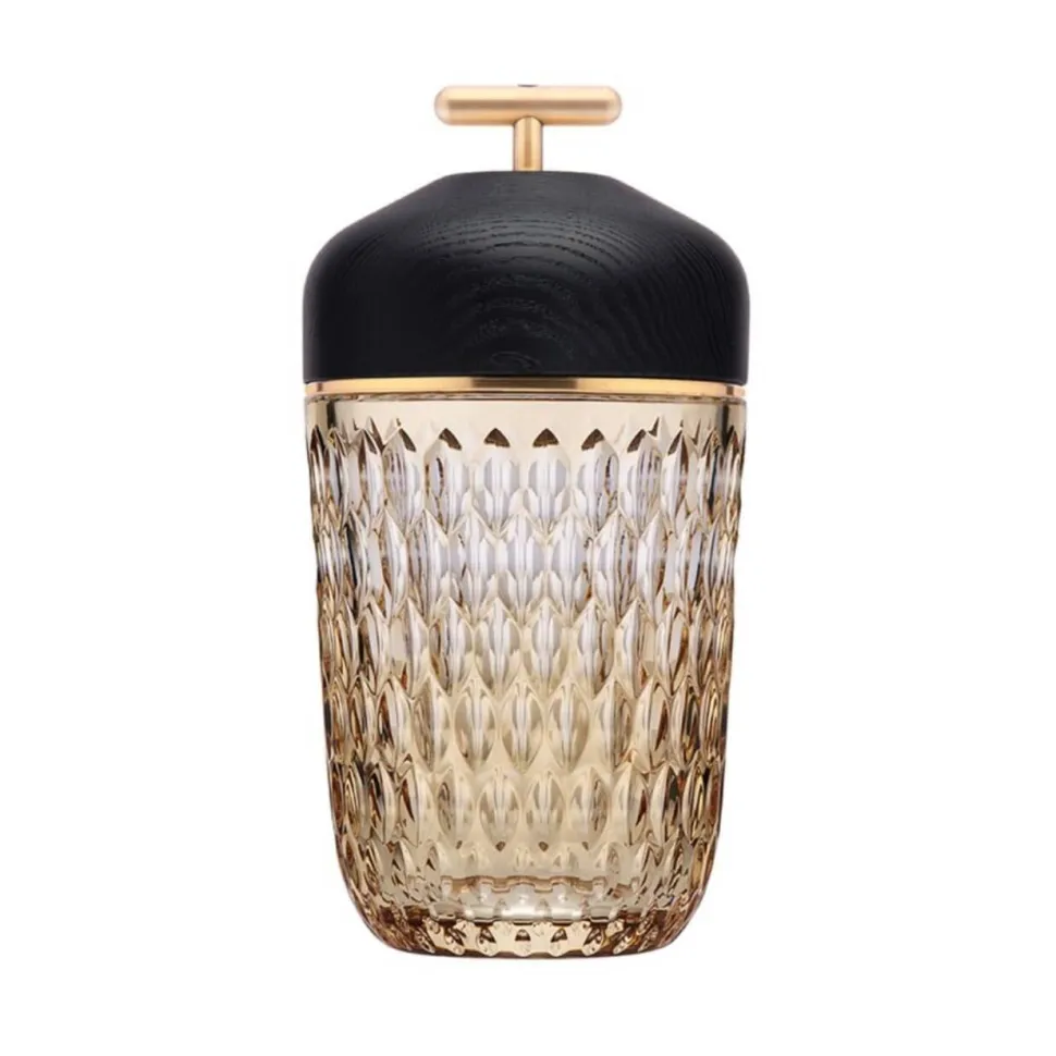 Lampe baladeuse folia ambre bois noir cristal saint-louis