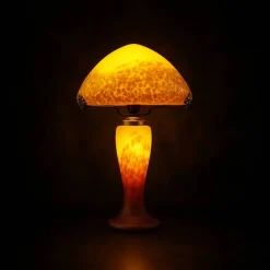 Lampe champignon pâte de verre jaune 7030