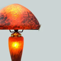 Lampe champignon pâte de verre rouge