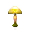 Lampe champignon pâte de verre vert rose