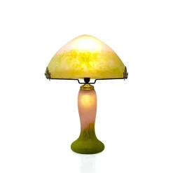 Lampe champignon pâte de verre vert rose