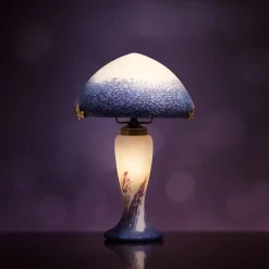 Lampe champignon pâte de verre violet