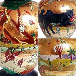 Lampe Cyclade les Panthères Émaux de Longwy