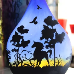 Lampe décor cheval cristal de Lorraine