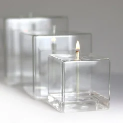 Lampe huile carré verre