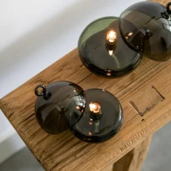 Lampe huile cloche vert