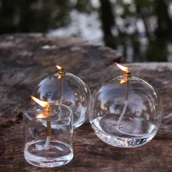 Lampe huile en verre cylindre