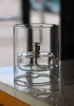 Lampe huile galet photophore verre