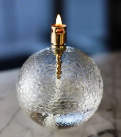 Lampe huile sphère martelé