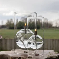 Lampe huile sphère verre photophore