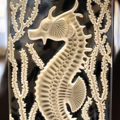 Lampe Poséidon cristal Lalique abat-jour blanc