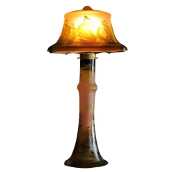 Lampe pâte de verre Tip Gallé décor bateaux