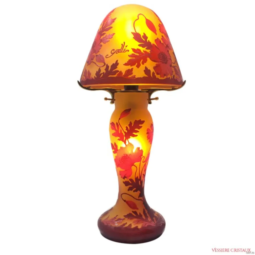 Lampe pâte de verre Tip Gallé décor floral