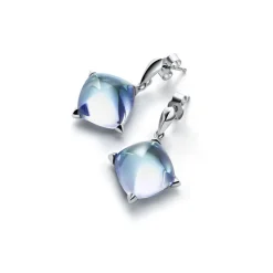 Médicis boucles d’oreilles tiges aqua miroir baccarat