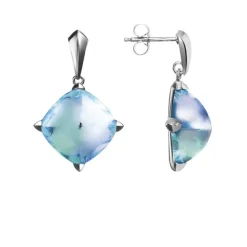 Médicis boucles d’oreilles tiges aqua miroir baccarat