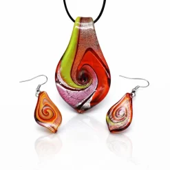 Parure pendentif + boucles d’oreilles noces de corail