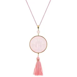 Pendentif aréthuse rond rose Lalique