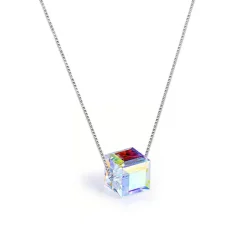 Pendentif cristal carré irisé