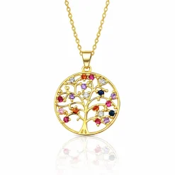 Pendentif rond arbre de vie arc-en-ciel