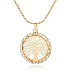 Pendentif rond arbre de vie incolore