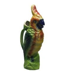 Pichet perroquet faïence barbotine