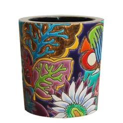 Pot à bougie aqua tropicale Émaux de Longwy