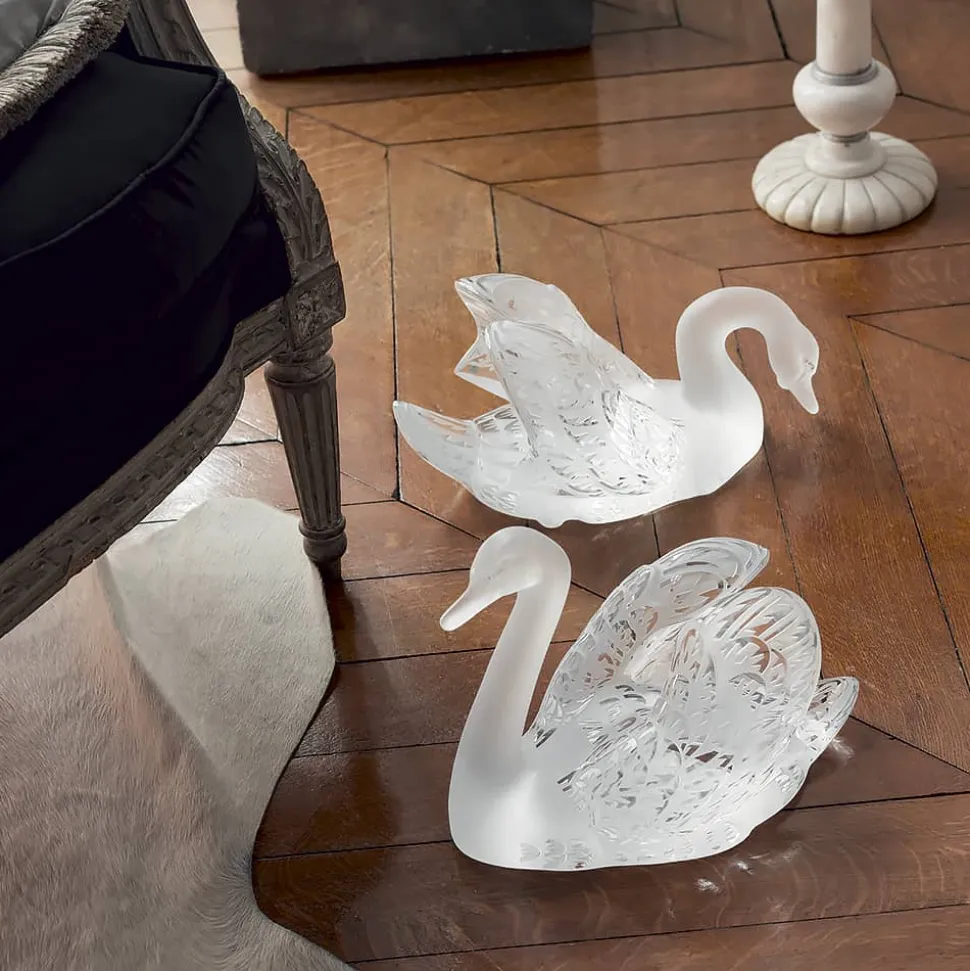 Sculpture cygne tête haute lalique