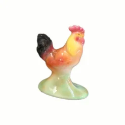 Sujet coq faïence barbotine